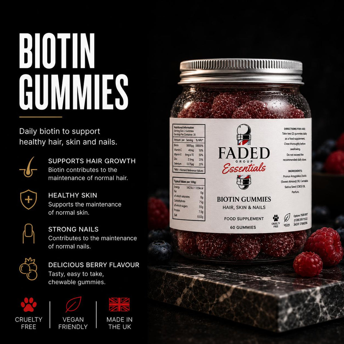 Biotin Gummies - Hair, Skin & Nails